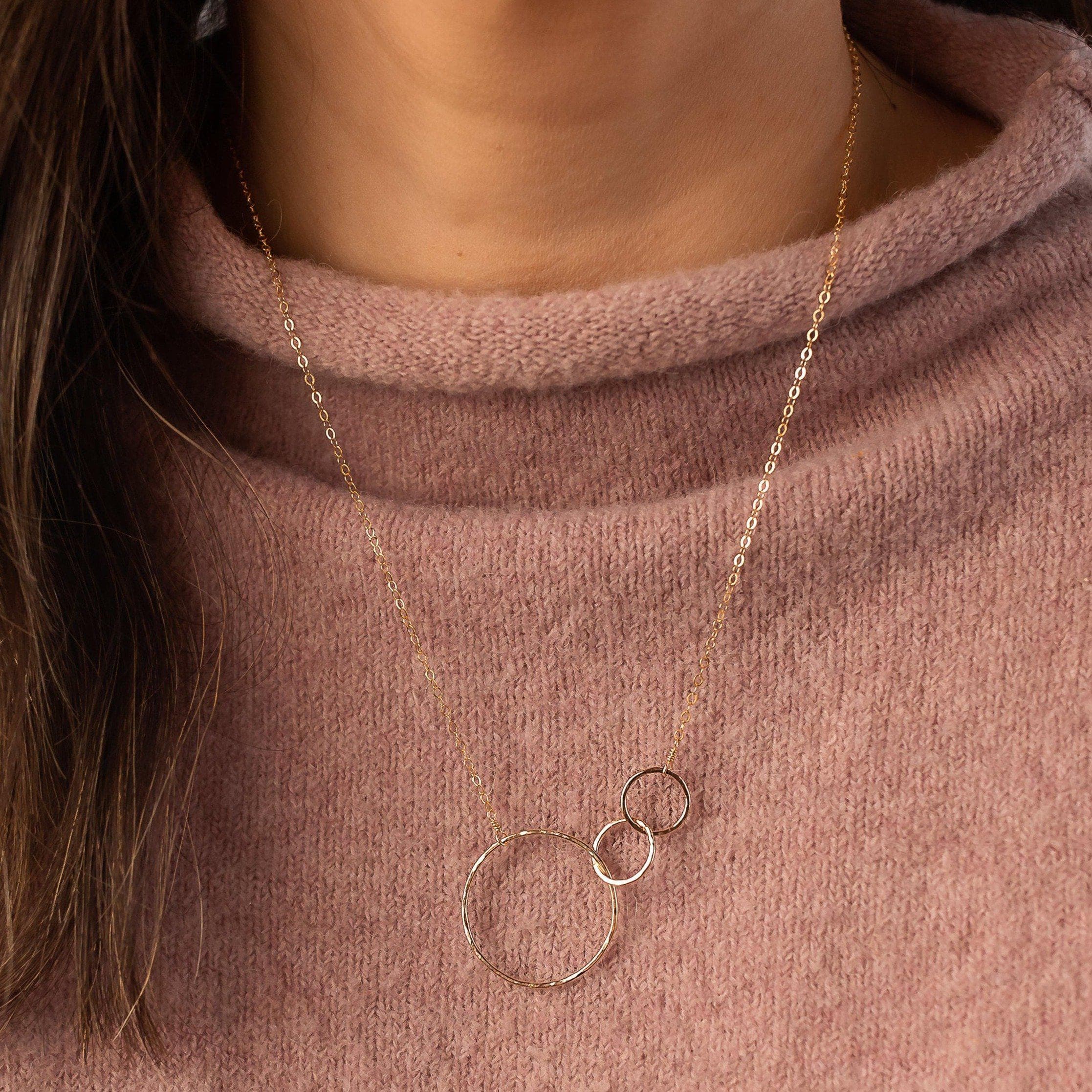 Mother and 3 Child Birthstone Initial Heart Necklace Set | Eve's Addiction
