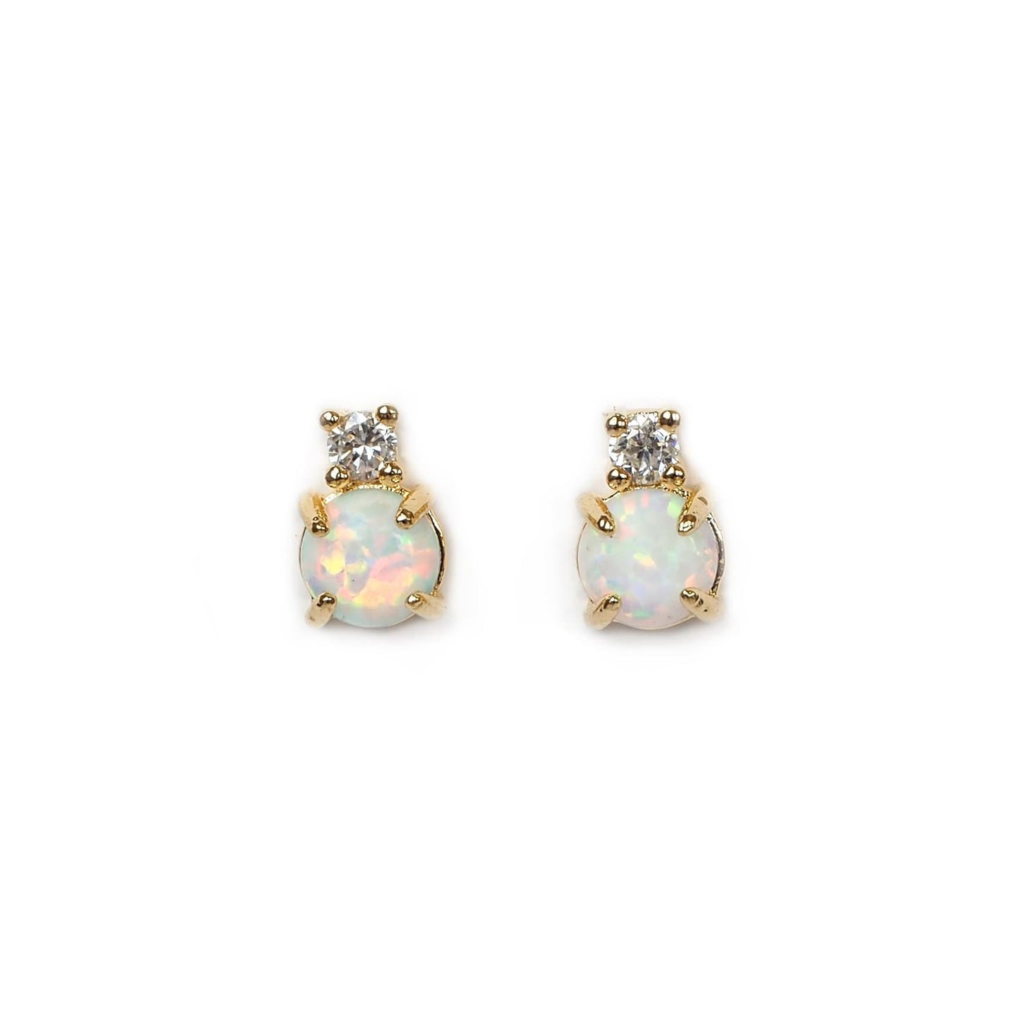  Opal CZ Stud Earrings, Earrings, adorn512, adorn512