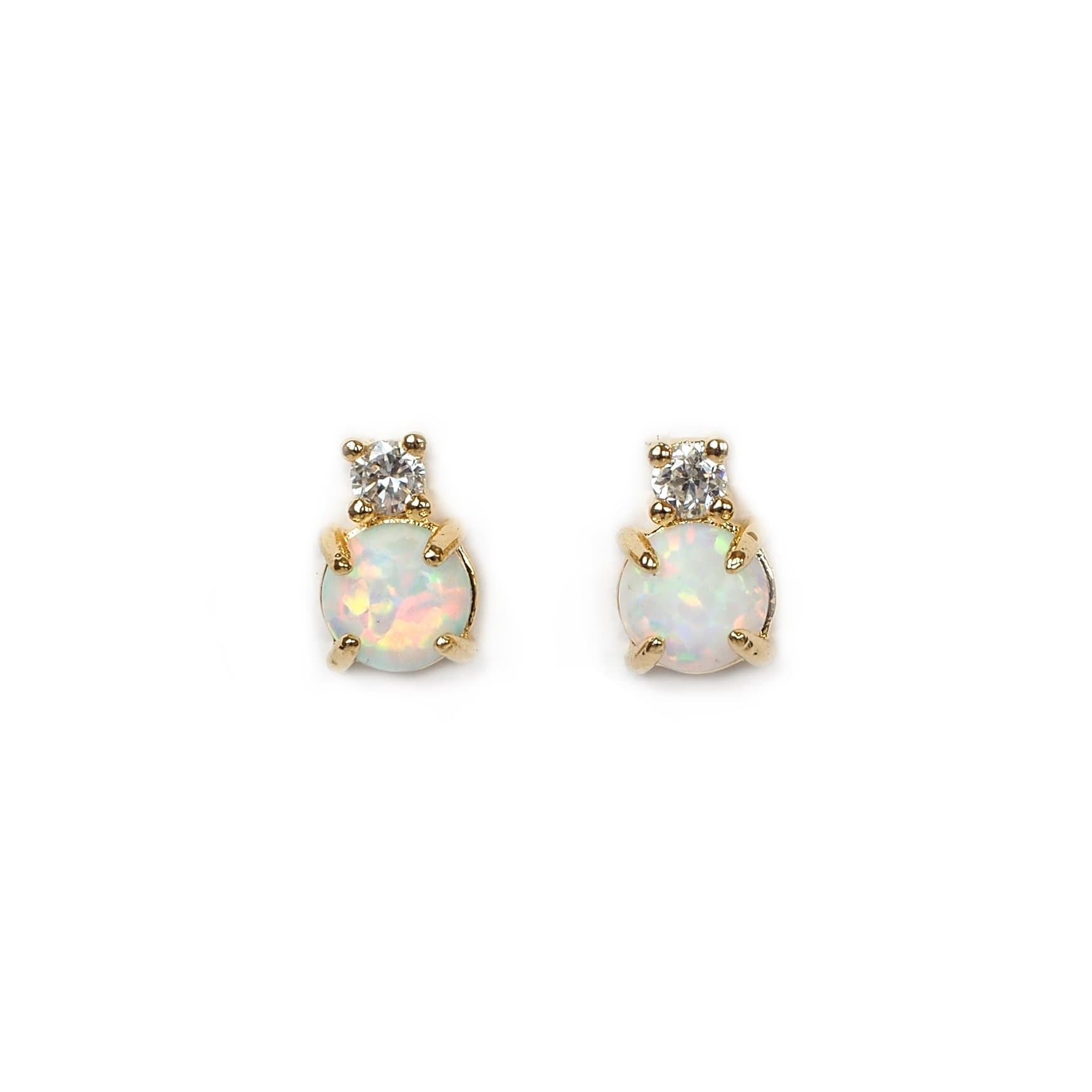 Opal CZ Stud Earrings