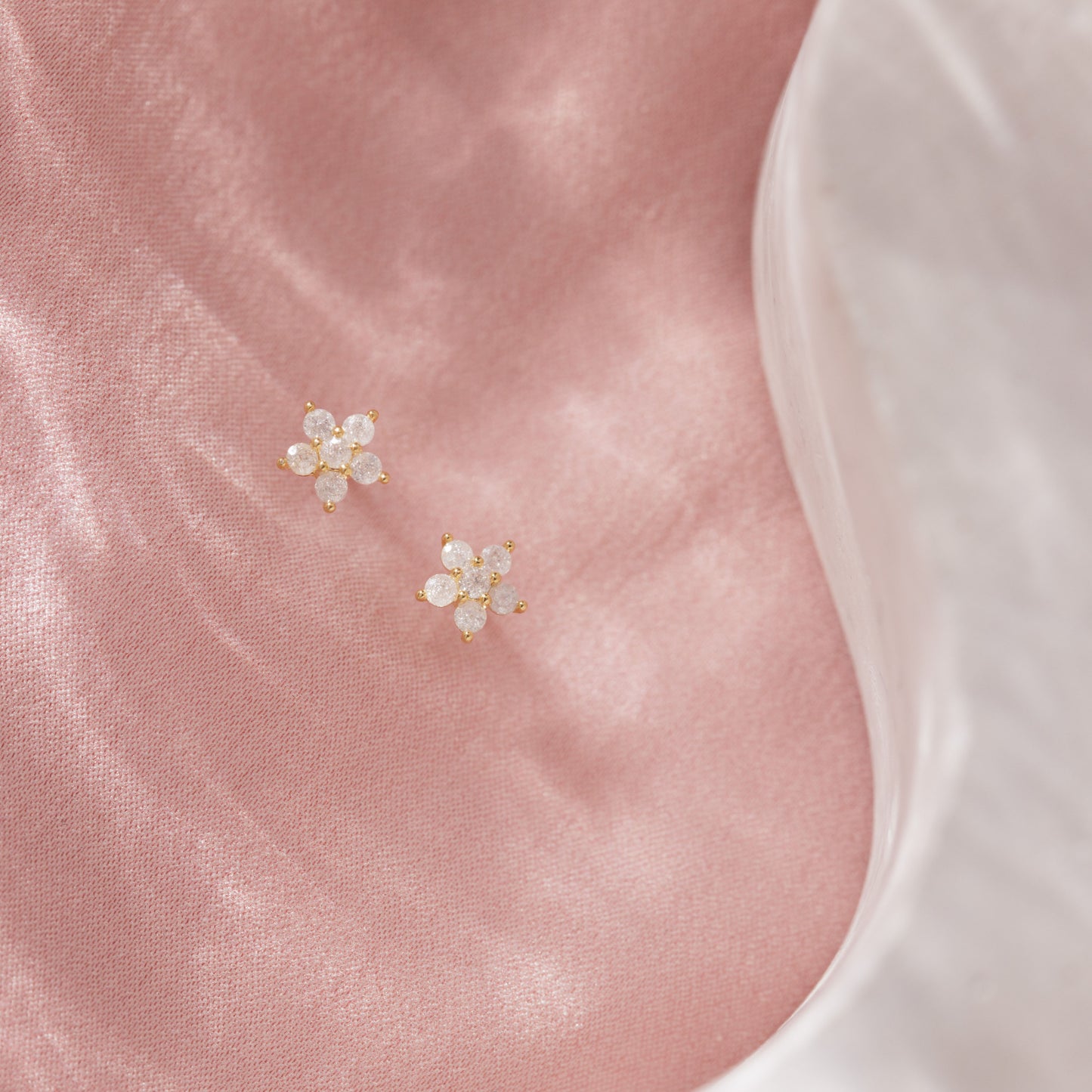 CZ Flower Stud Earrings