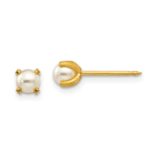 14K Prong Pearl Stud