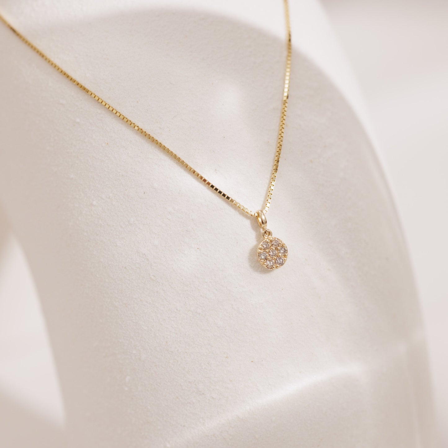 14k Solid Gold Tiny Diamond Dot Necklace