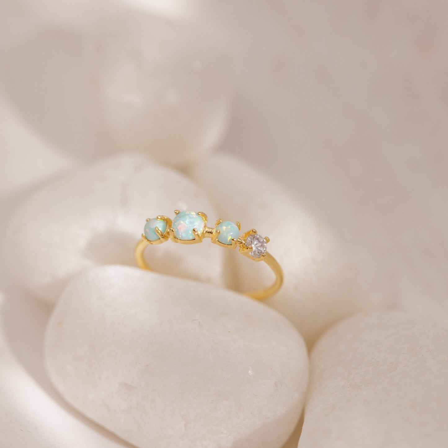 Triple Opal Cz Ring