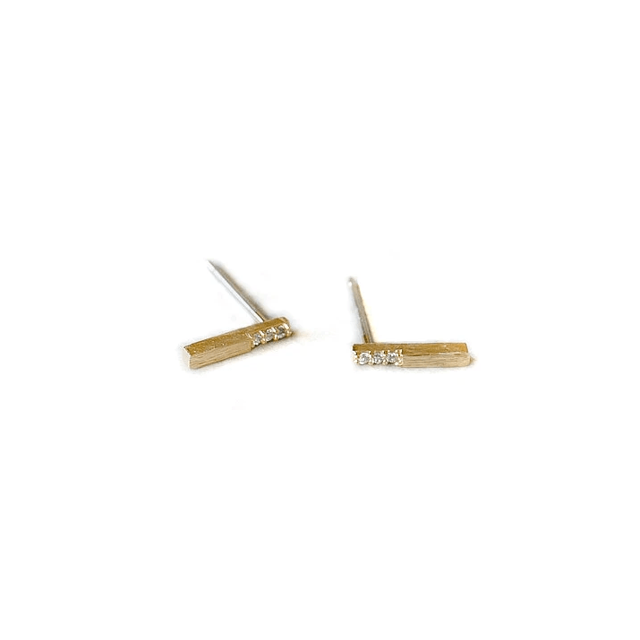  Single CZ Bar Stud, Earrings, adorn512, adorn512